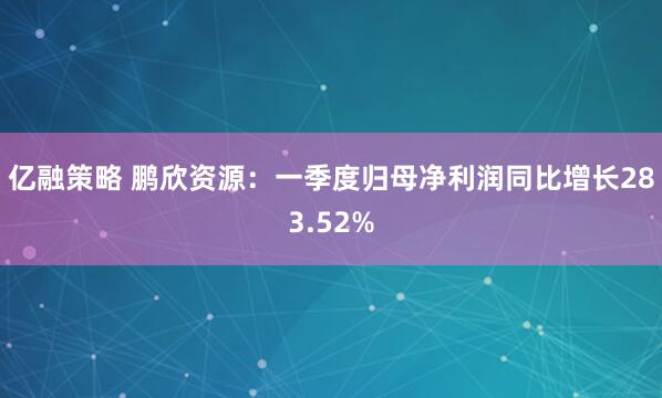 亿融策略 鹏欣资源：一季度归母净利润同比增长283.52%