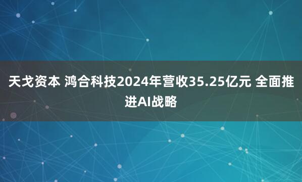 天戈资本 鸿合科技2024年营收35.25亿元 全面推进AI战略