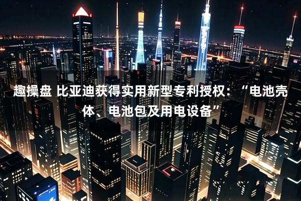 趣操盘 比亚迪获得实用新型专利授权：“电池壳体、电池包及用电设备”